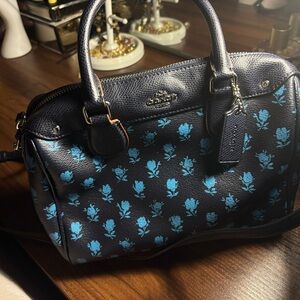 Coach Dark Blue Floral Satchel